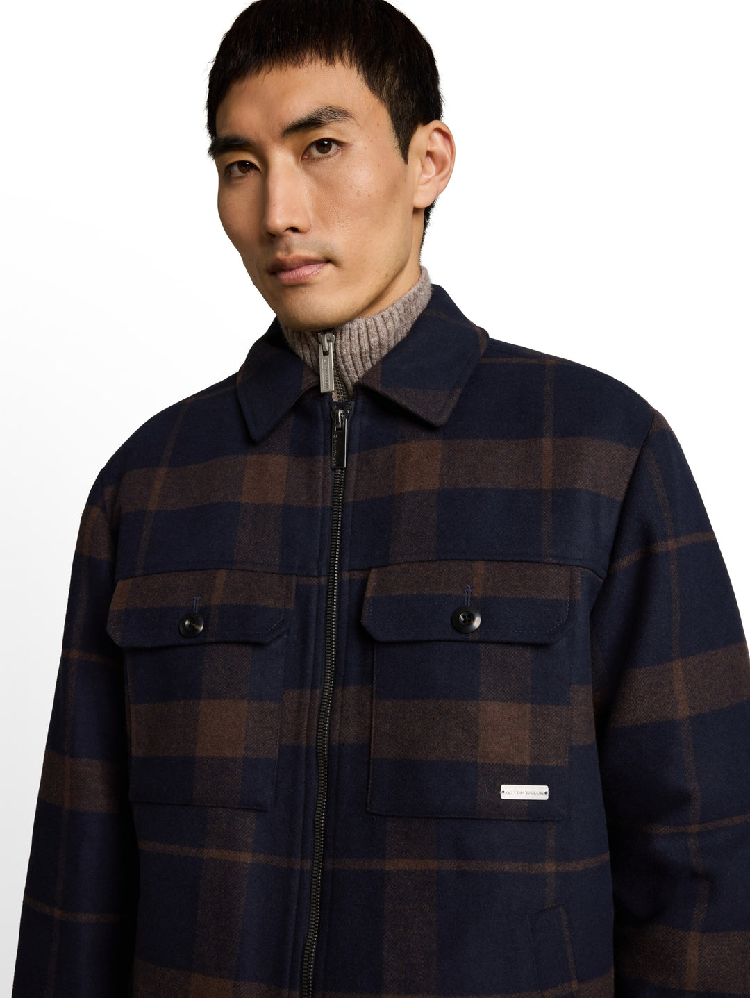 wool overshirt, navy camel check 40607 Bild 6
