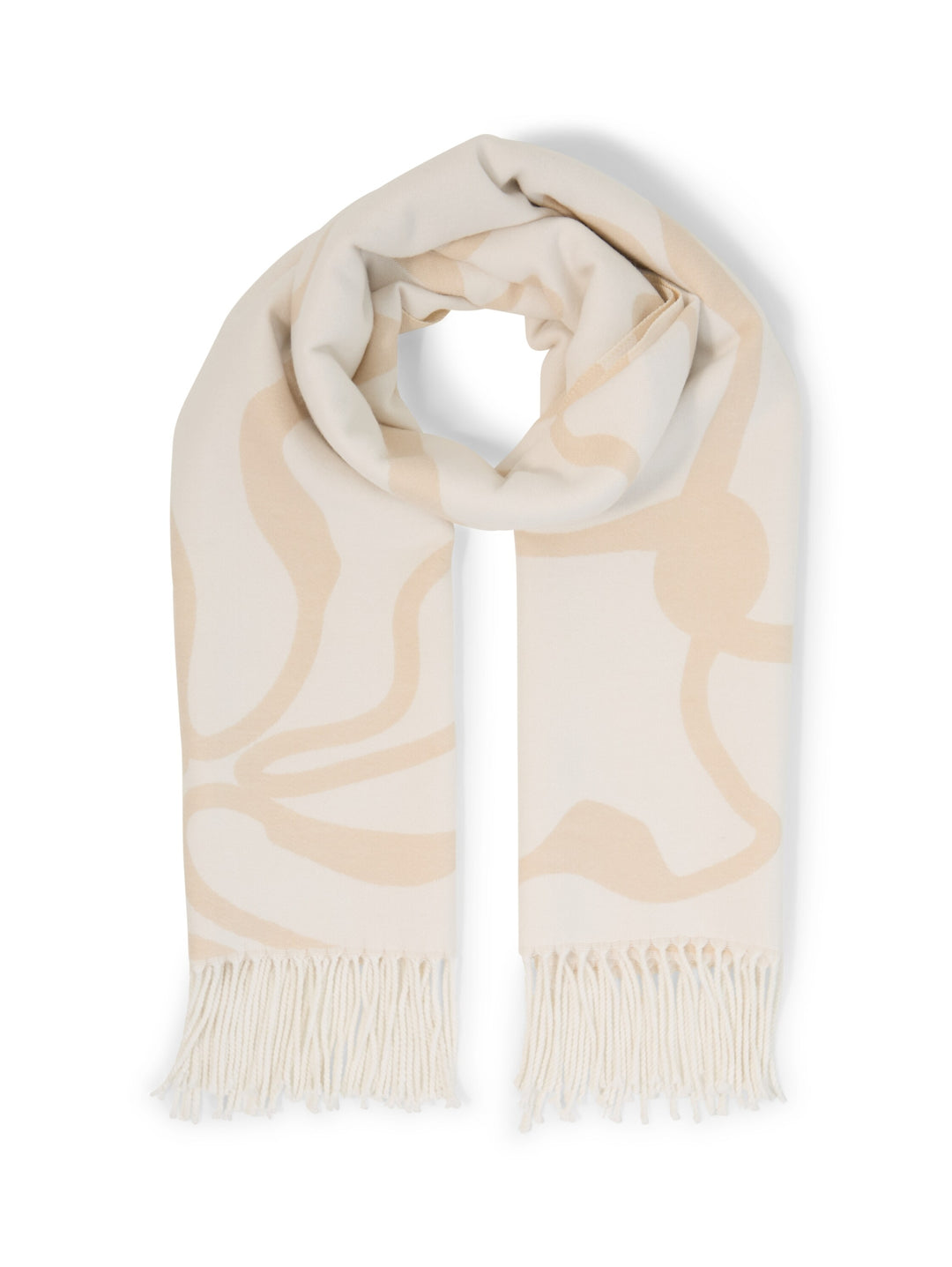woven scarf with flowers, big abstract off white flower 41019 Bild 1