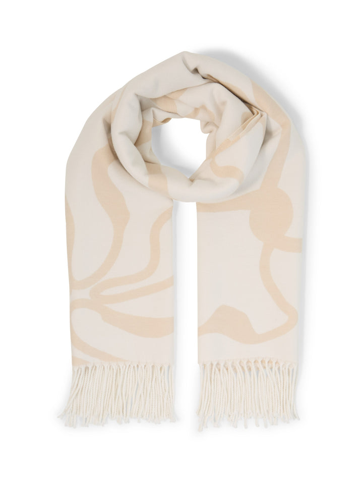 woven scarf with flowers, big abstract off white flower 41019 Bild 1