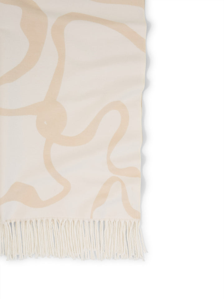 woven scarf with flowers, big abstract off white flower 41019 Bild 3