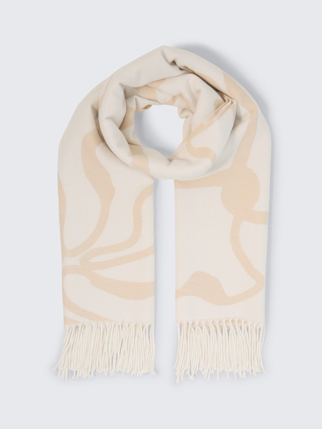 woven scarf with flowers, big abstract off white flower 41019 Bild 4