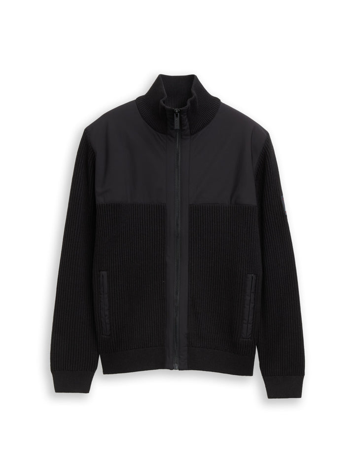 zip jacket knit with fabric mi, Black 29999 Bild 1