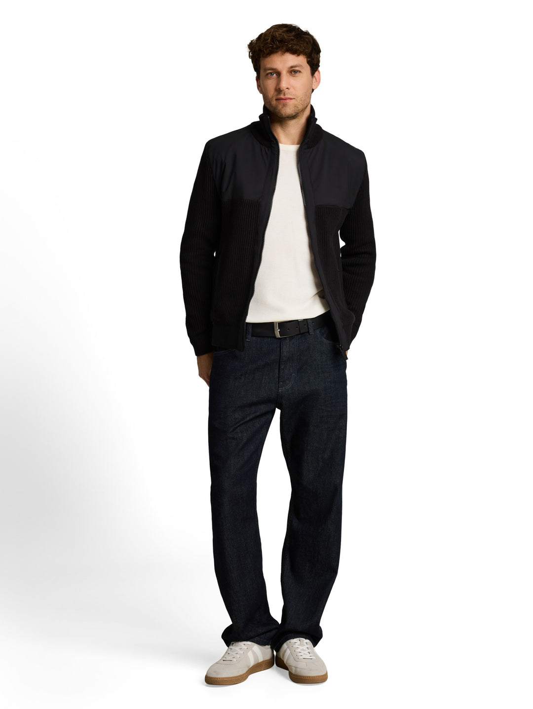 zip jacket knit with fabric mi, Black 29999 Bild 3