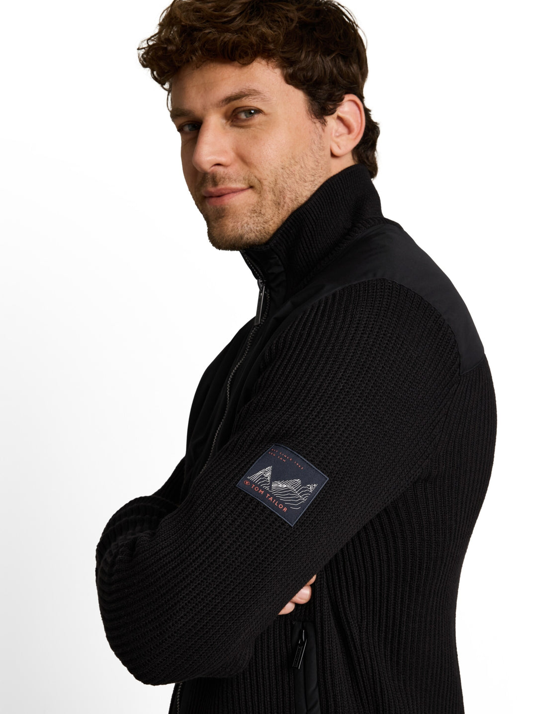 zip jacket knit with fabric mi, Black 29999 Bild 6