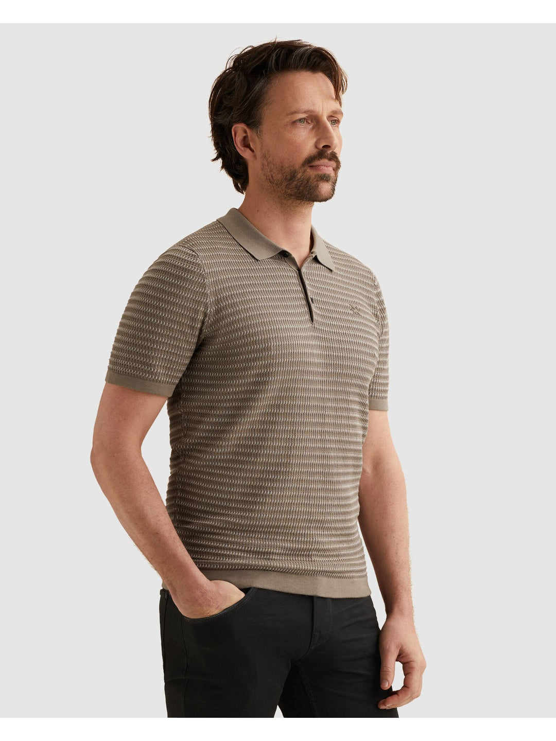 Short sleeve polo cotton modal, Brindle 8025 Bild 3