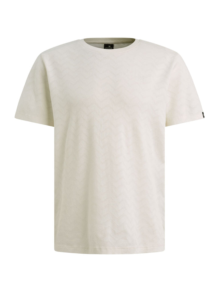 Short sleeve r-neck jacquard jerse, Cloud Dancer 7004 Bild 1