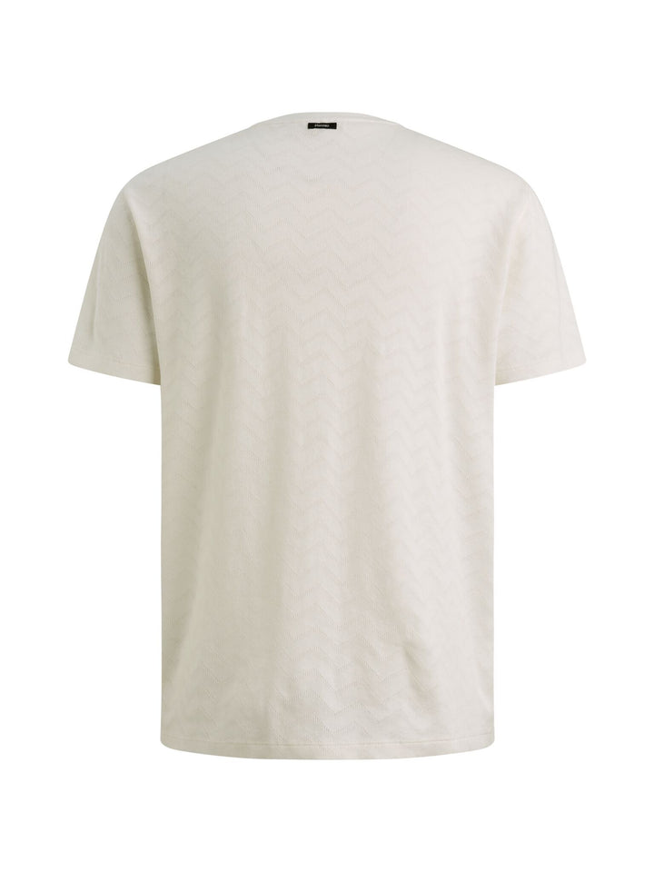 Short sleeve r-neck jacquard jerse, Cloud Dancer 7004 Bild 2