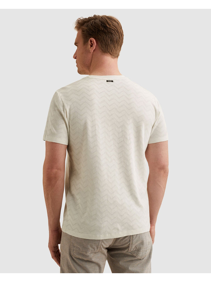 Short sleeve r-neck jacquard jerse, Cloud Dancer 7004 Bild 4