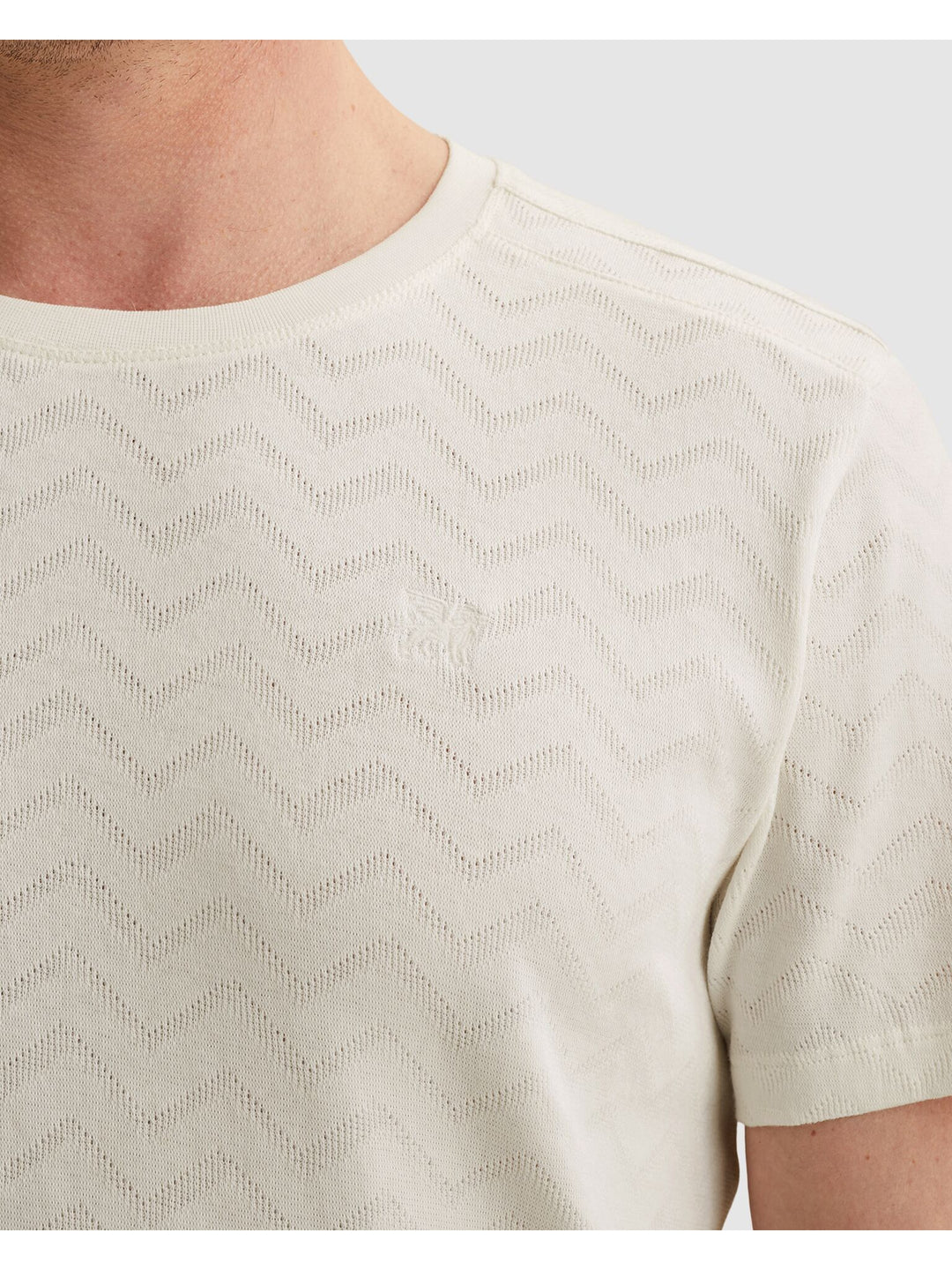 Short sleeve r-neck jacquard jerse, Cloud Dancer 7004 Bild 5