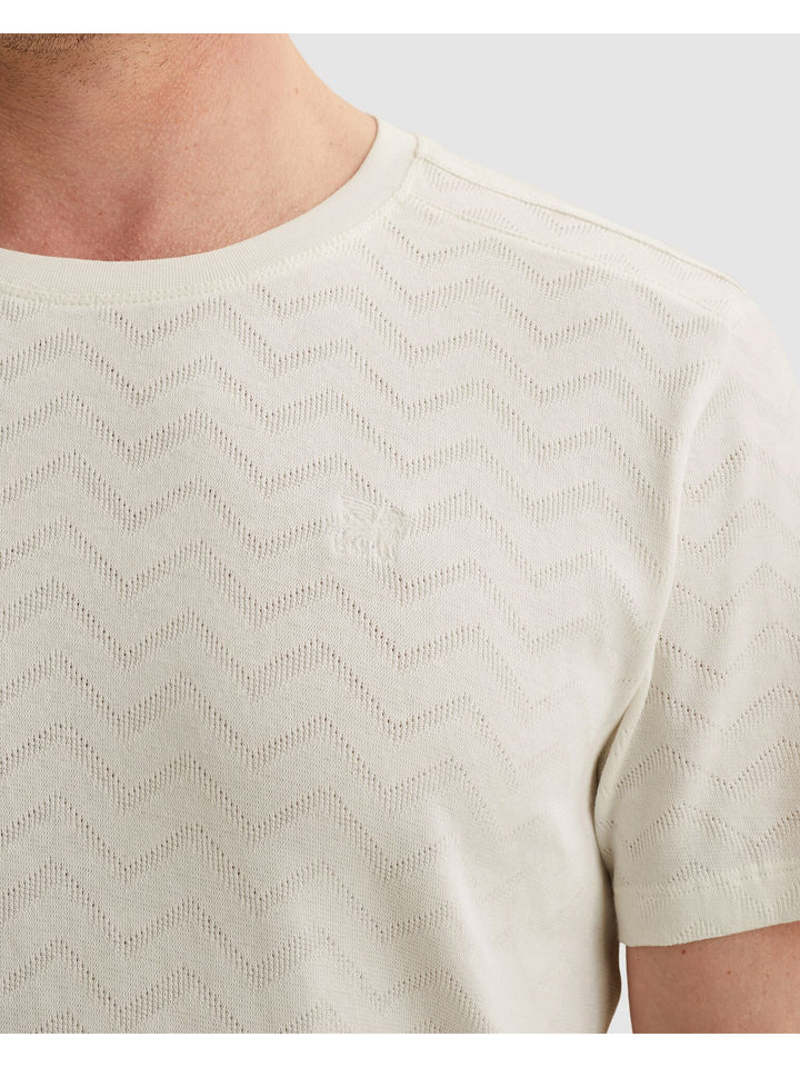 Short sleeve r-neck jacquard jerse, Cloud Dancer 7004 Bild 5