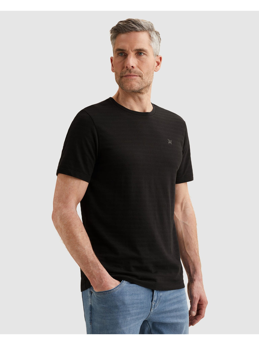 Short sleeve r-neck jersey structu, Black 999 Bild 3