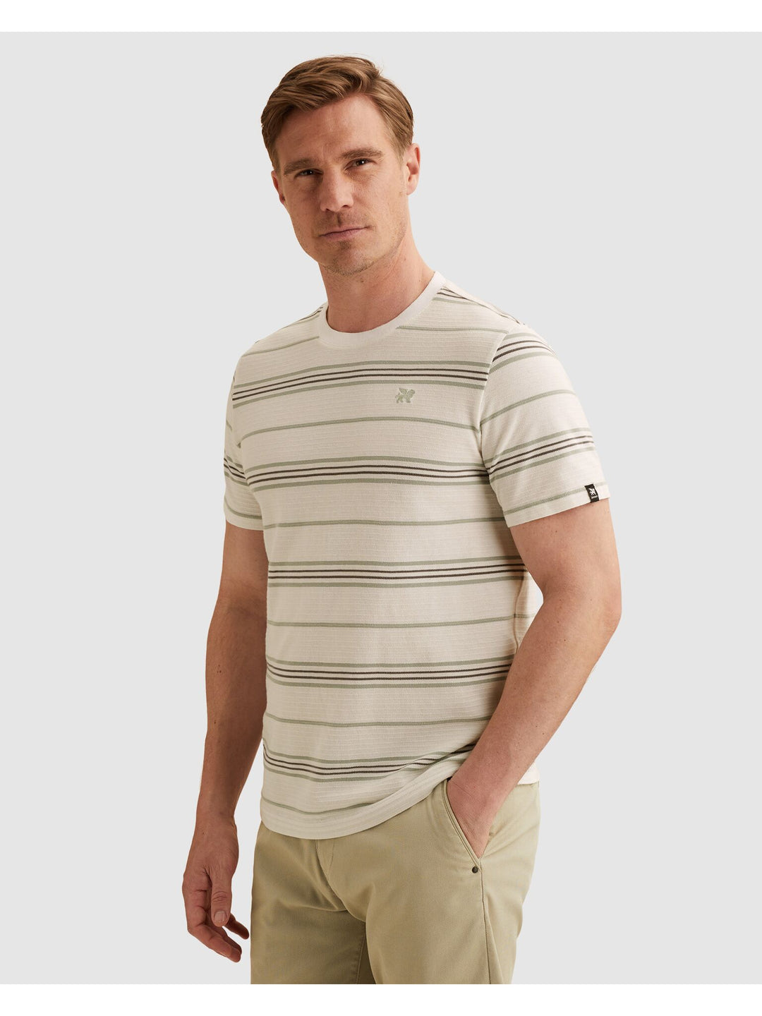 Short sleeve r-neck pique texture, Cloud Dancer 7004 Bild 5