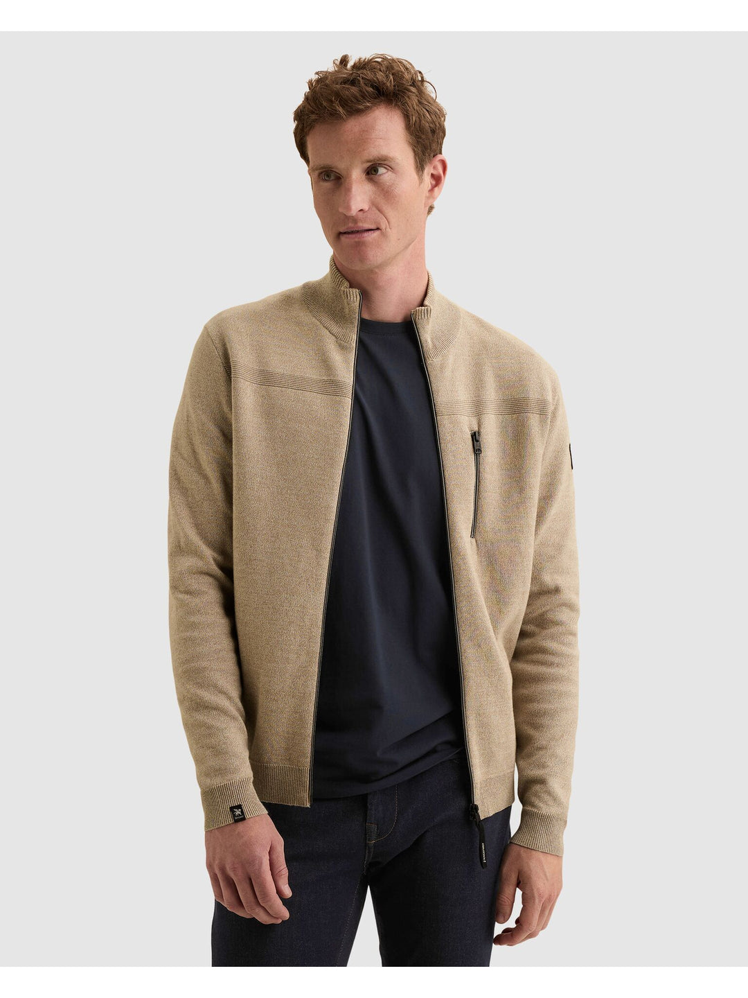 Zip jacket cotton bonded mouline, Greige 7147 Bild 3