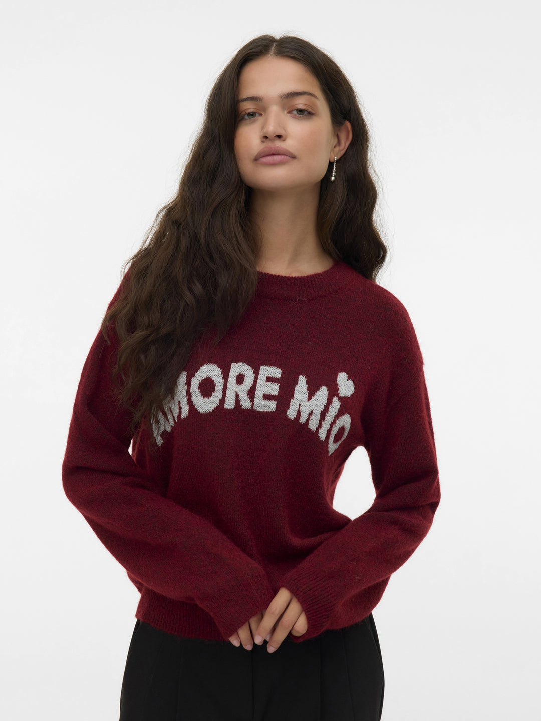 VMAMOREMIO LS O-NECK PULLOVER BOO, Syrah/MELANGE W. SILVER / AMORE MIO 198929006 Bild 4