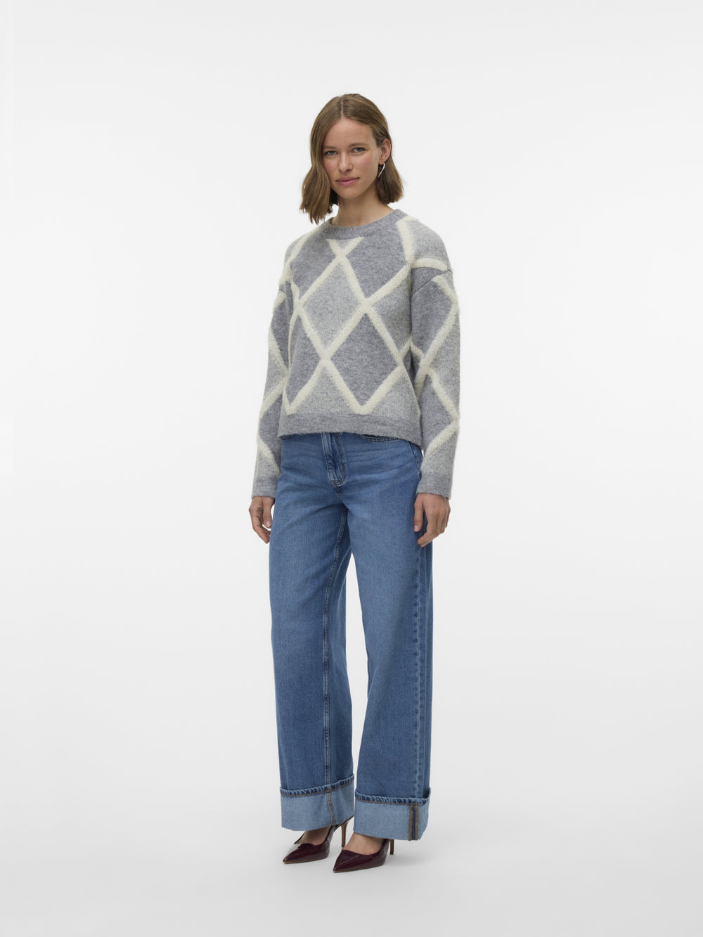 VMARGIE LS O-NECK PULLOVER, Medium Grey Melange/W. BIRCH 178995001 Bild 2