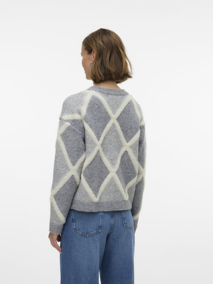 VMARGIE LS O-NECK PULLOVER, Medium Grey Melange/W. BIRCH 178995001 Bild 3