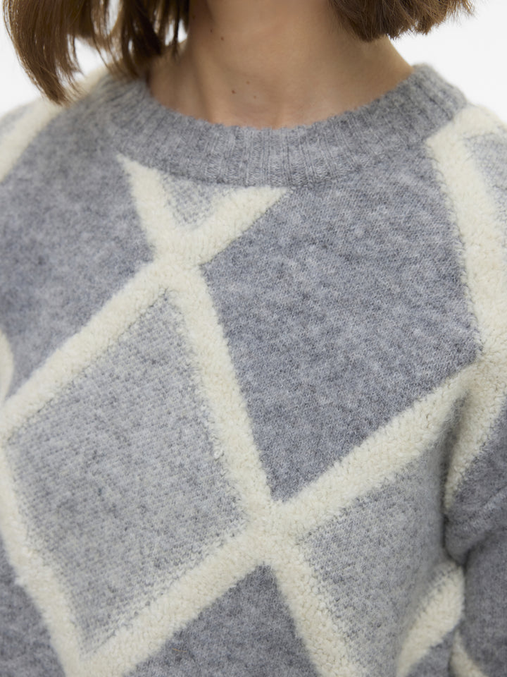 VMARGIE LS O-NECK PULLOVER, Medium Grey Melange/W. BIRCH 178995001 Bild 5
