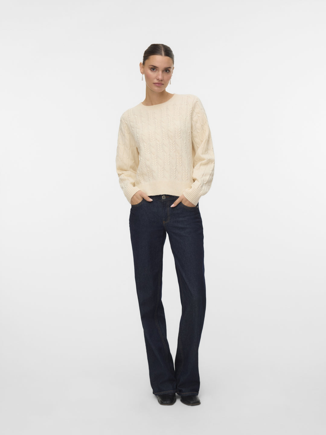 VMARIES LS O-NECK CABLE PULLOVER BF, Birch 222913 Bild 2