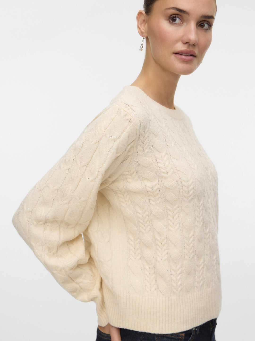 VMARIES LS O-NECK CABLE PULLOVER BF, Birch 222913 Bild 4