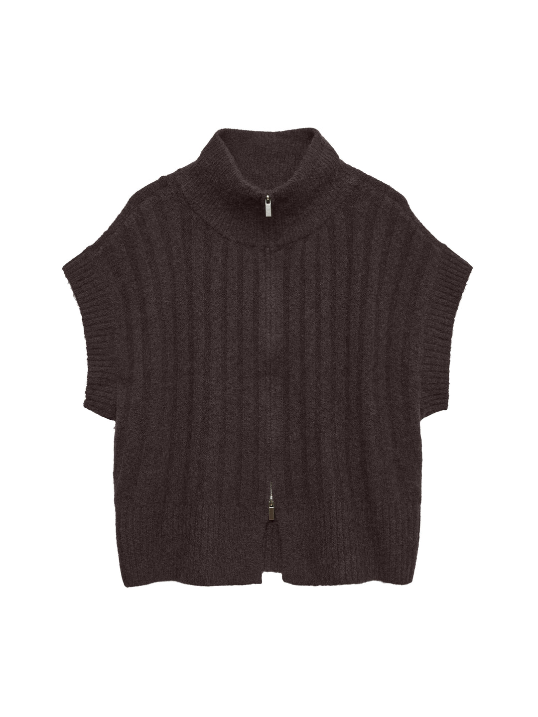 VMBANG RIB SL HIGHNECK ZIPPER VEST, Chocolate Torte/MELANGE 297957001 Bild 1