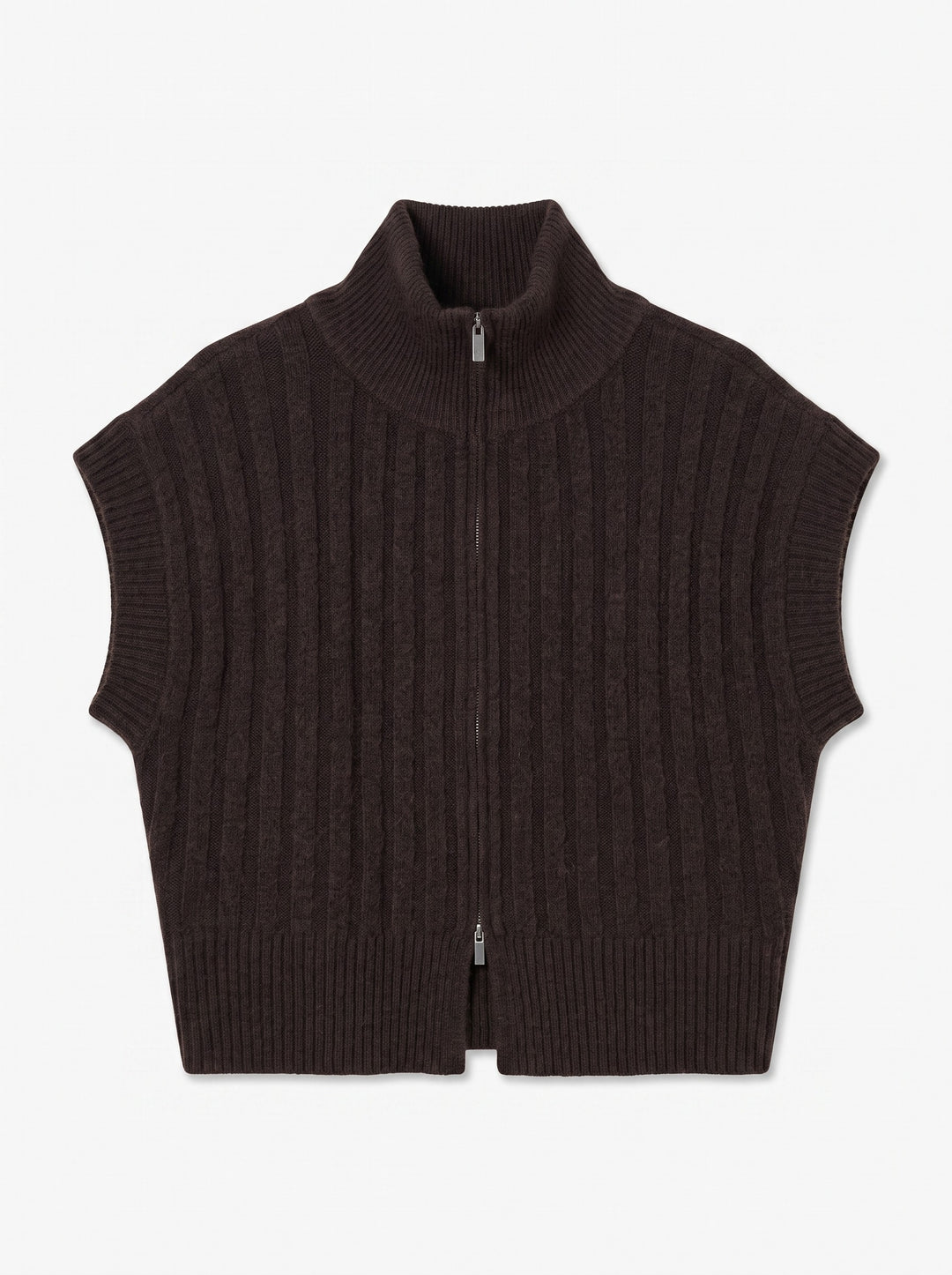 VMBANG RIB SL HIGHNECK ZIPPER VEST, Chocolate Torte/MELANGE 297957001 Bild 1