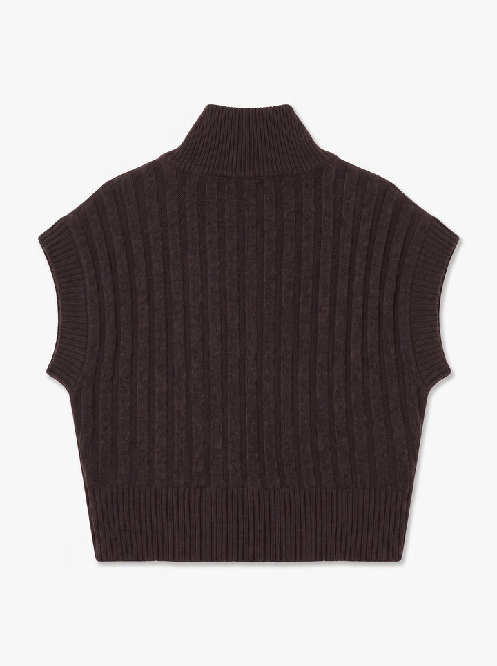 VMBANG RIB SL HIGHNECK ZIPPER VEST, Chocolate Torte/MELANGE 297957001 Bild 2