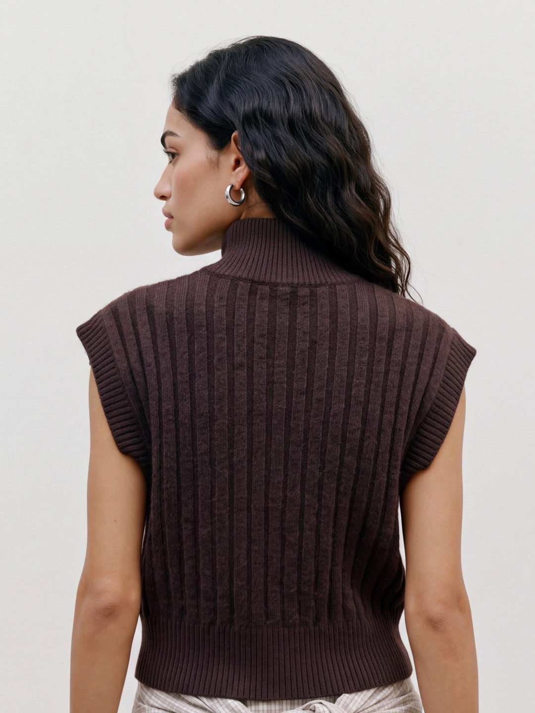 VMBANG RIB SL HIGHNECK ZIPPER VEST, Chocolate Torte/MELANGE 297957001 Bild 6