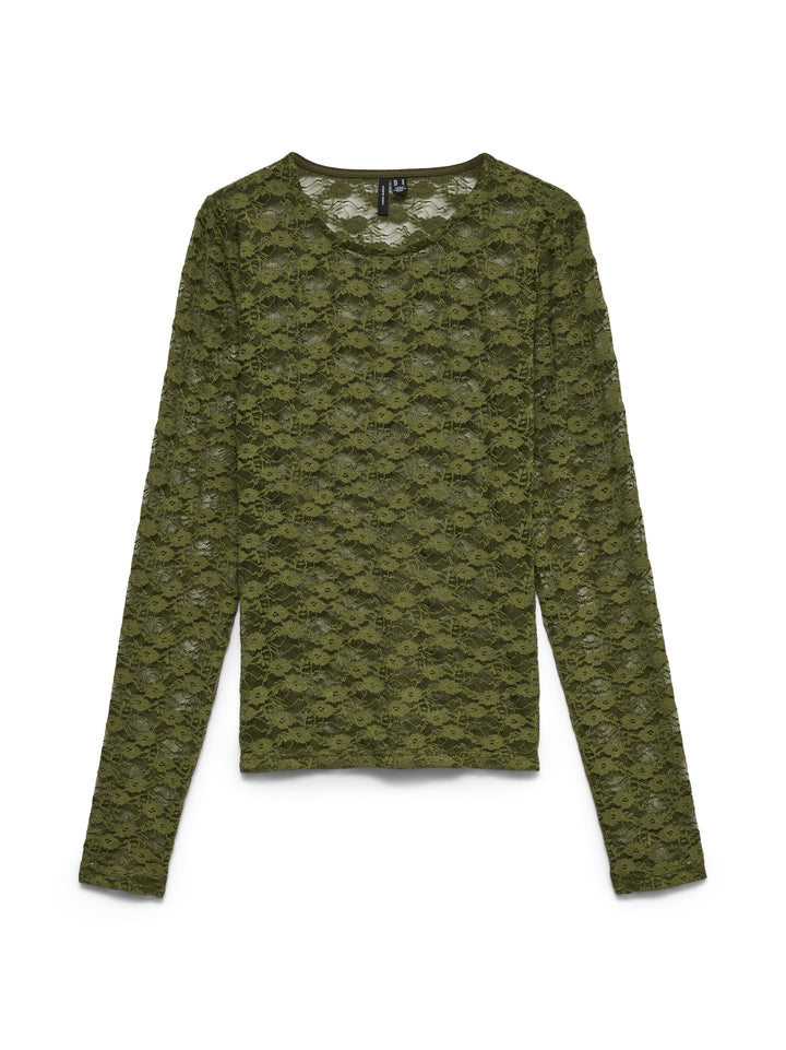 VMBONITA LS O-NECK TOP JRS, Sphagnum/SOLID 306803001 Bild 1