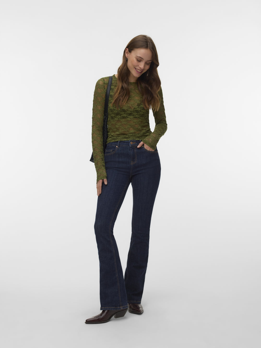 VMBONITA LS O-NECK TOP JRS, Sphagnum/SOLID 306803001 Bild 2
