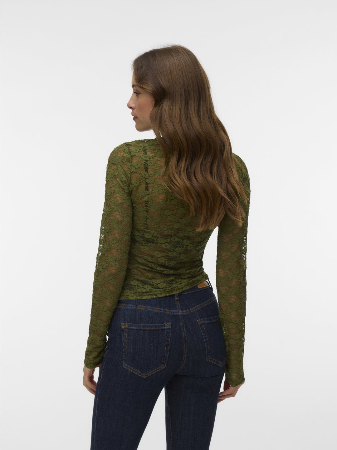 VMBONITA LS O-NECK TOP JRS, Sphagnum/SOLID 306803001 Bild 3