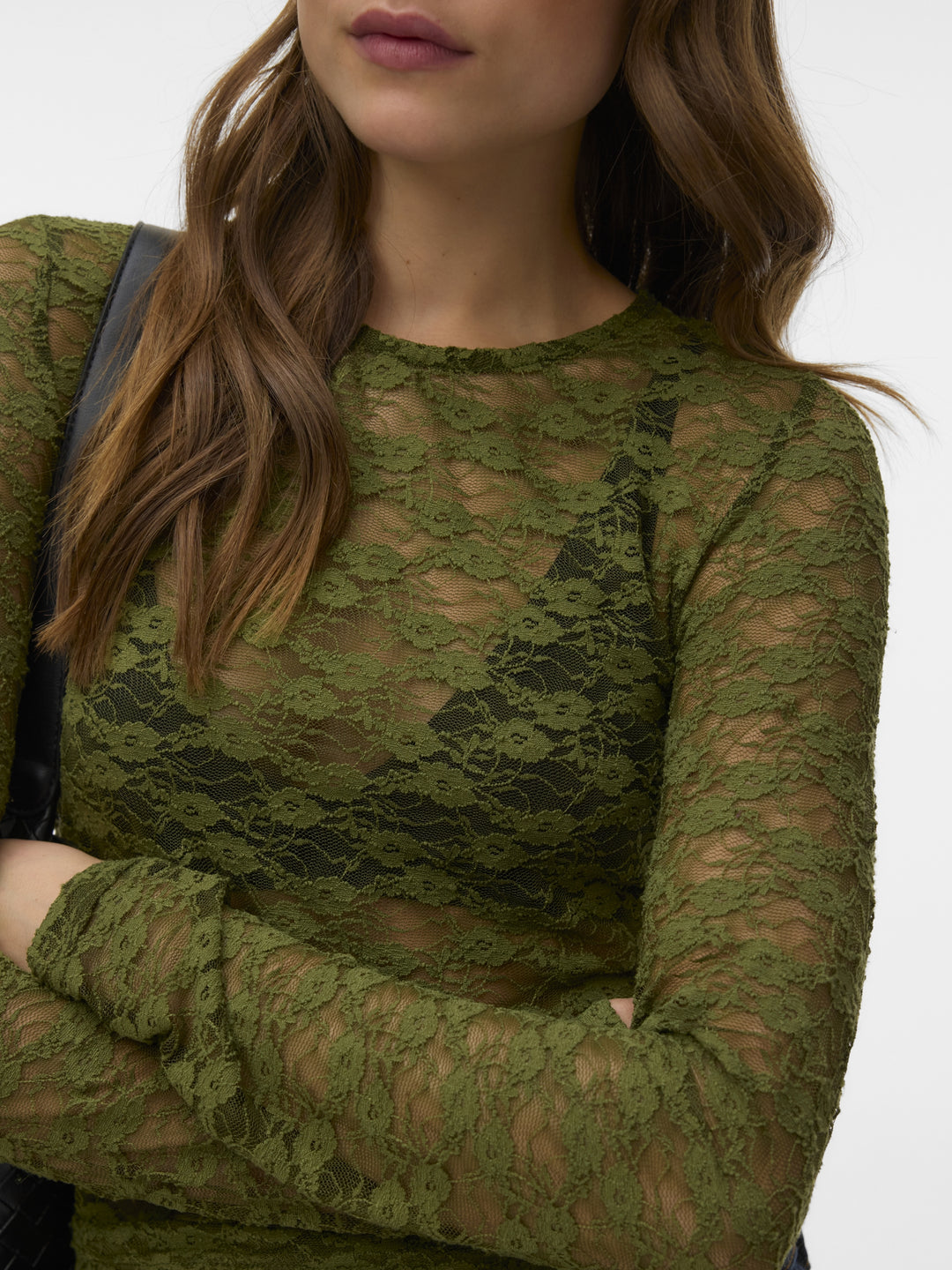 VMBONITA LS O-NECK TOP JRS, Sphagnum/SOLID 306803001 Bild 5