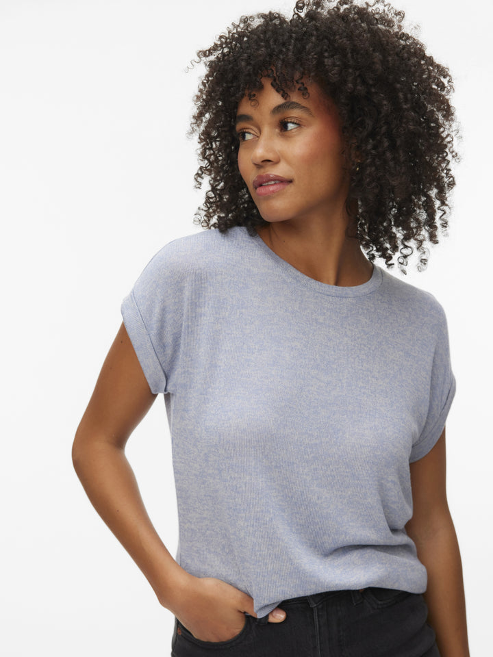 VMBRIANNA SS O-NECK PULLOVER BOO  R, Brunnera Blue/W. BIRCH MELANGE 249737004 Bild 4