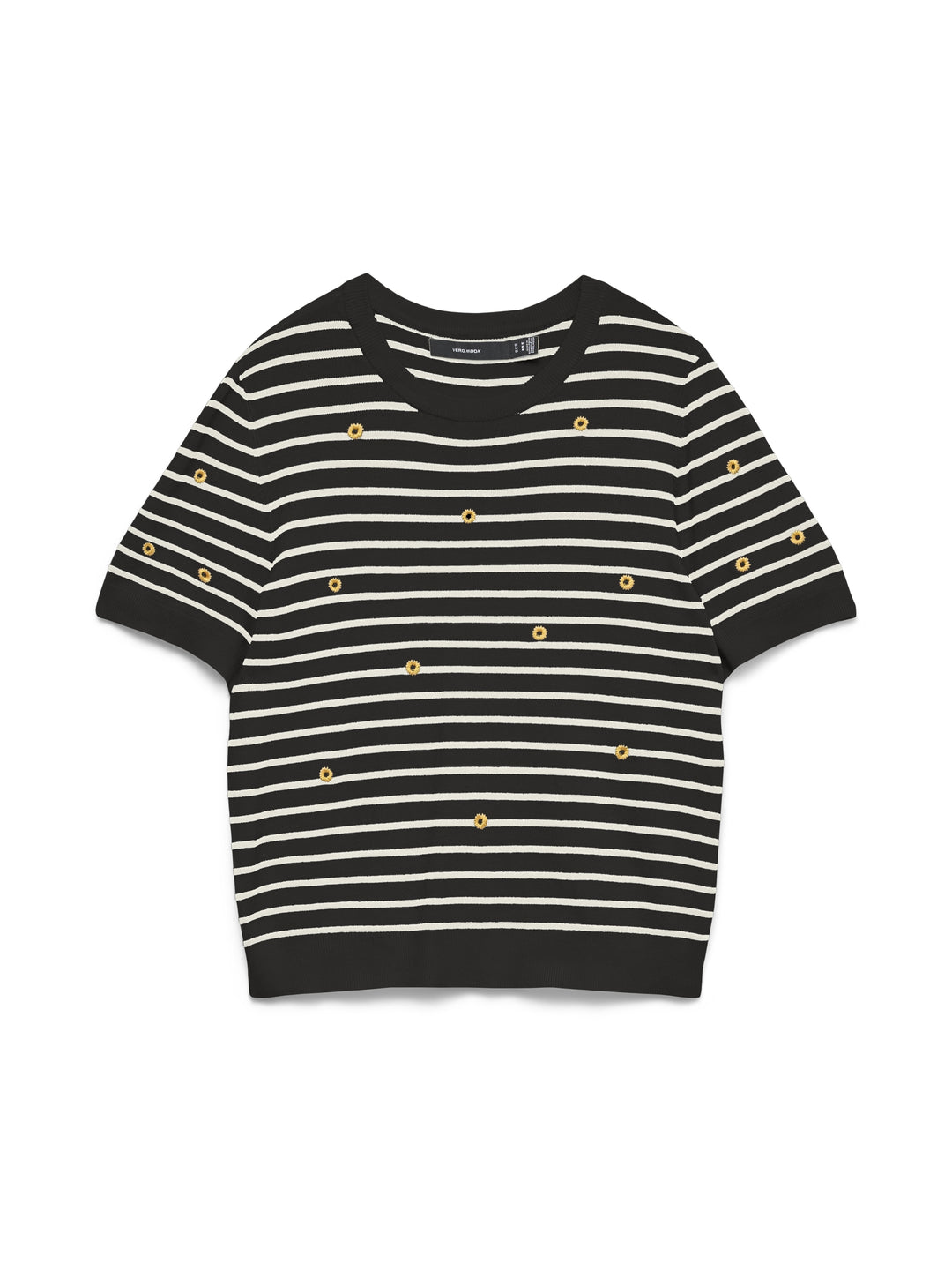 VMCARMELIA SUNFLOWER SS PULLOVER, Black/W. BIRCH STRIPES + EMB. 177868004 Bild 1