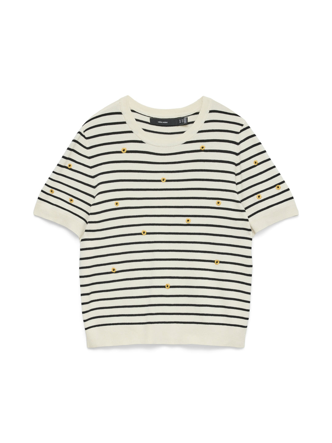 VMCARMELIA SUNFLOWER SS PULLOVER, Birch/W. BLACK STRIPE + EMB 222913001 Bild 1