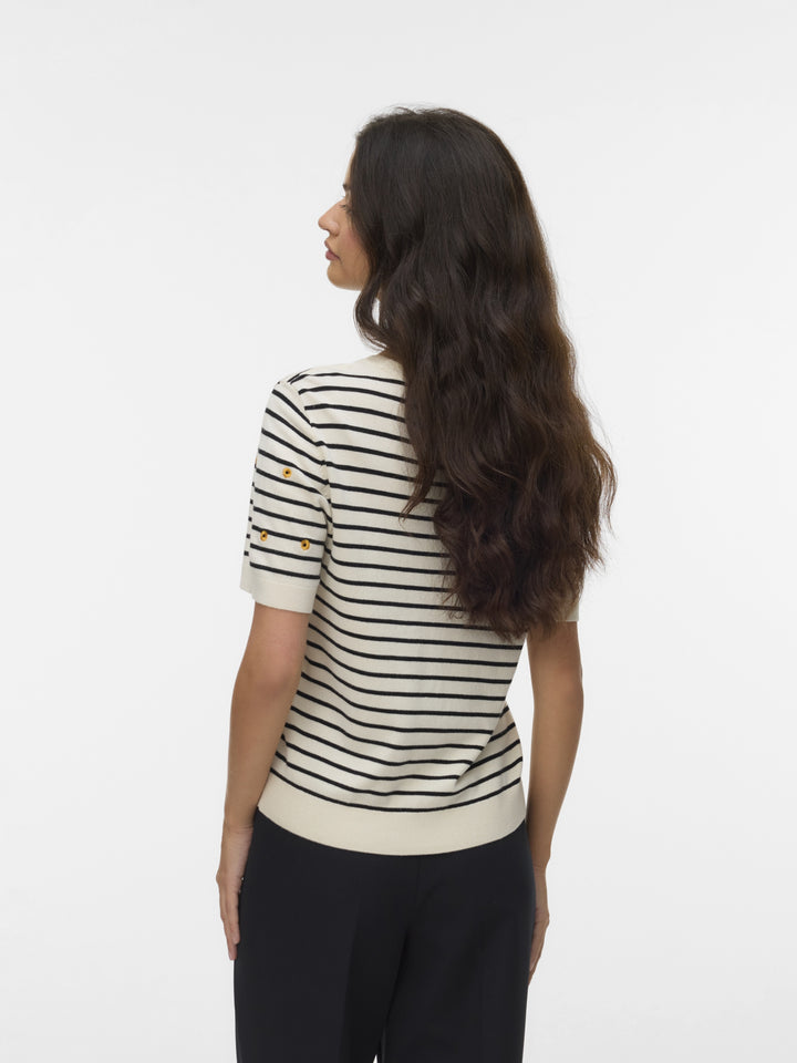 VMCARMELIA SUNFLOWER SS PULLOVER, Birch/W. BLACK STRIPE + EMB 222913001 Bild 4