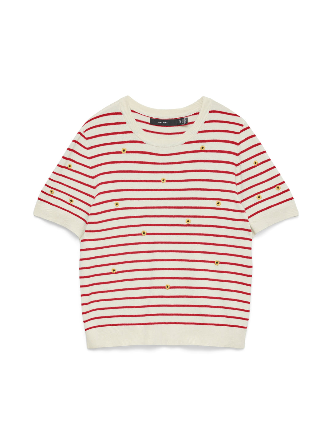 VMCARMELIA SUNFLOWER SS PULLOVER, Birch/W. POINSETTA STRIPE + EMB. 222913003 Bild 1