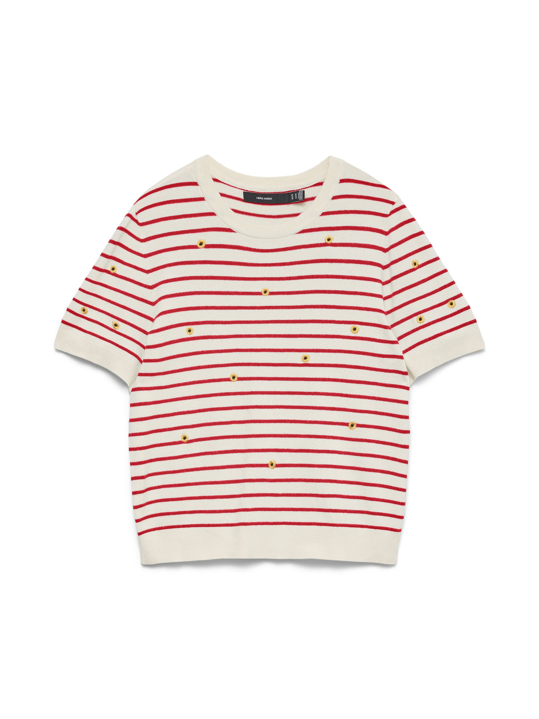 VMCARMELIA SUNFLOWER SS PULLOVER, Birch/W. POINSETTA STRIPE + EMB. 222913003 Bild 1