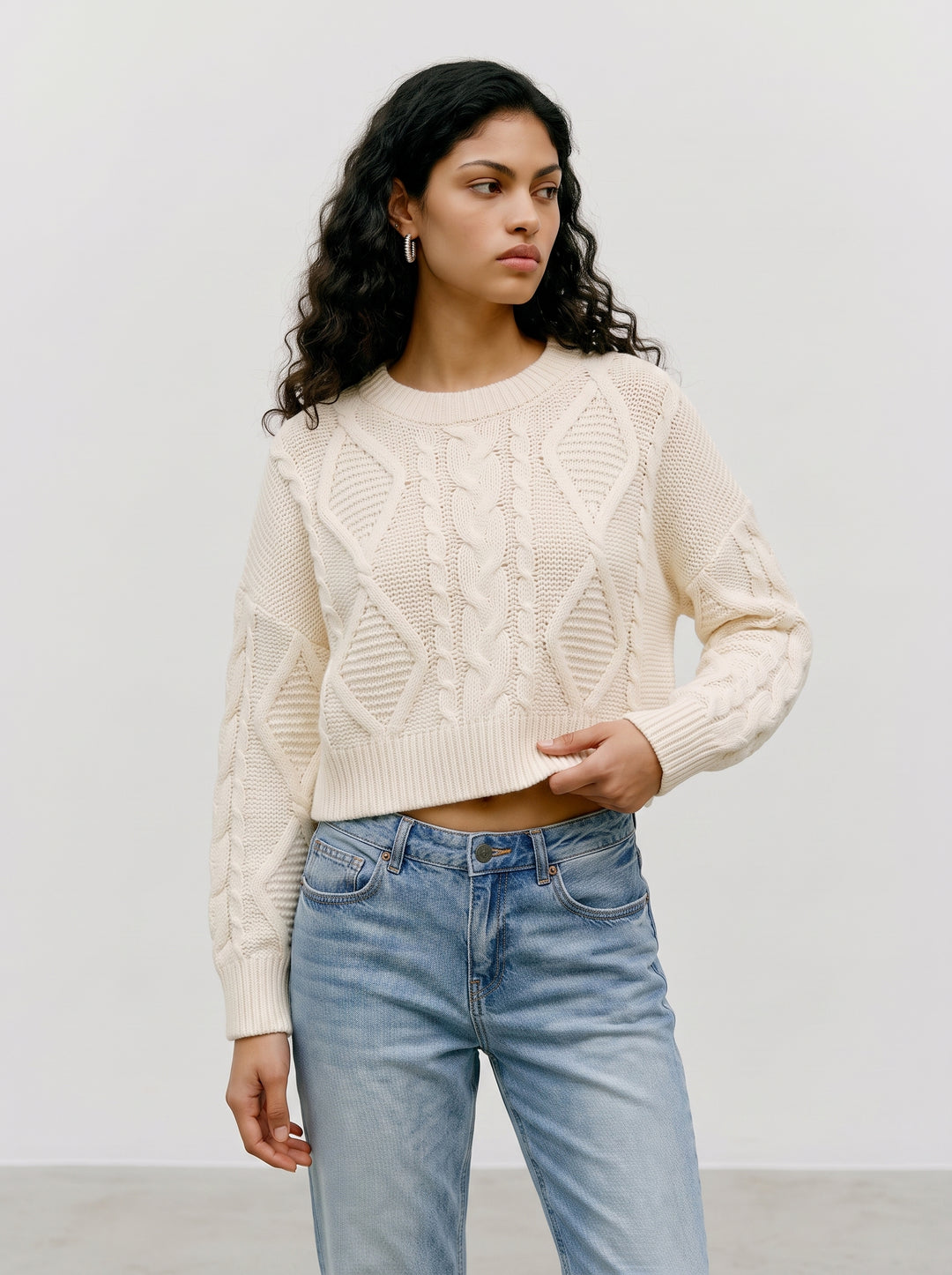 VMCHER LS O-NECK PULLOVER, Birch/MELANGE 222913001 Bild 3