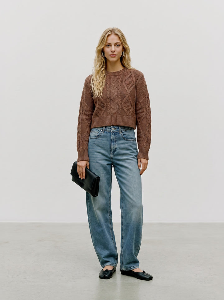 VMCHER LS O-NECK PULLOVER, Cocoa Brown/MELANGE 288475001 Bild 2