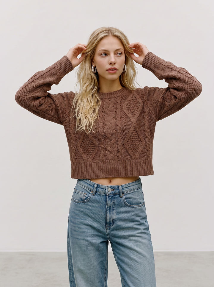 VMCHER LS O-NECK PULLOVER, Cocoa Brown/MELANGE 288475001 Bild 3