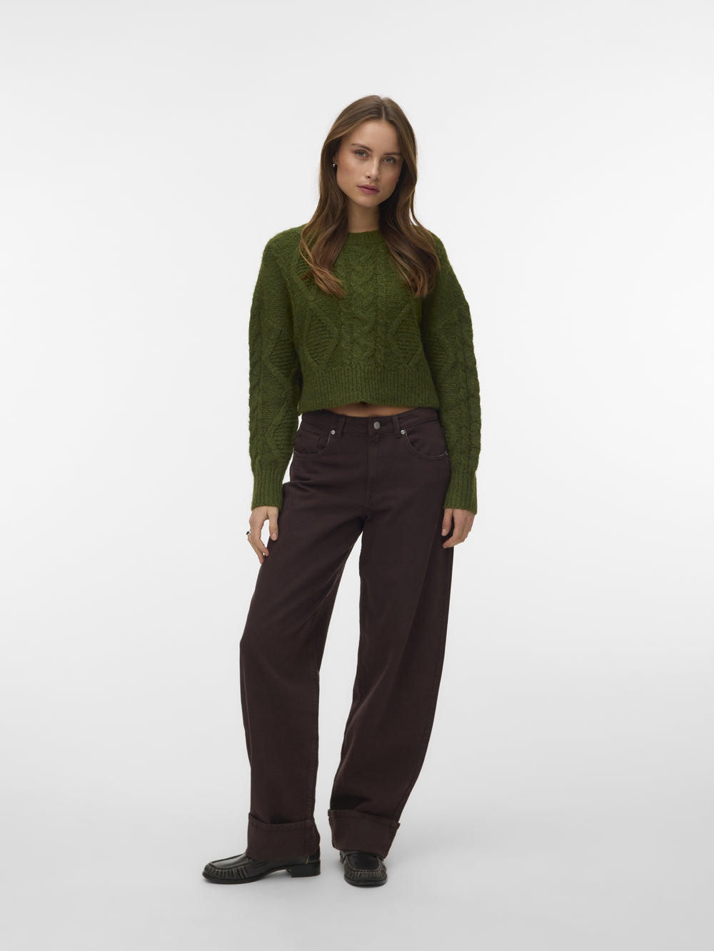 VMCHER LS O-NECK PULLOVER, Sphagnum/MELANGE 306803001 Bild 2