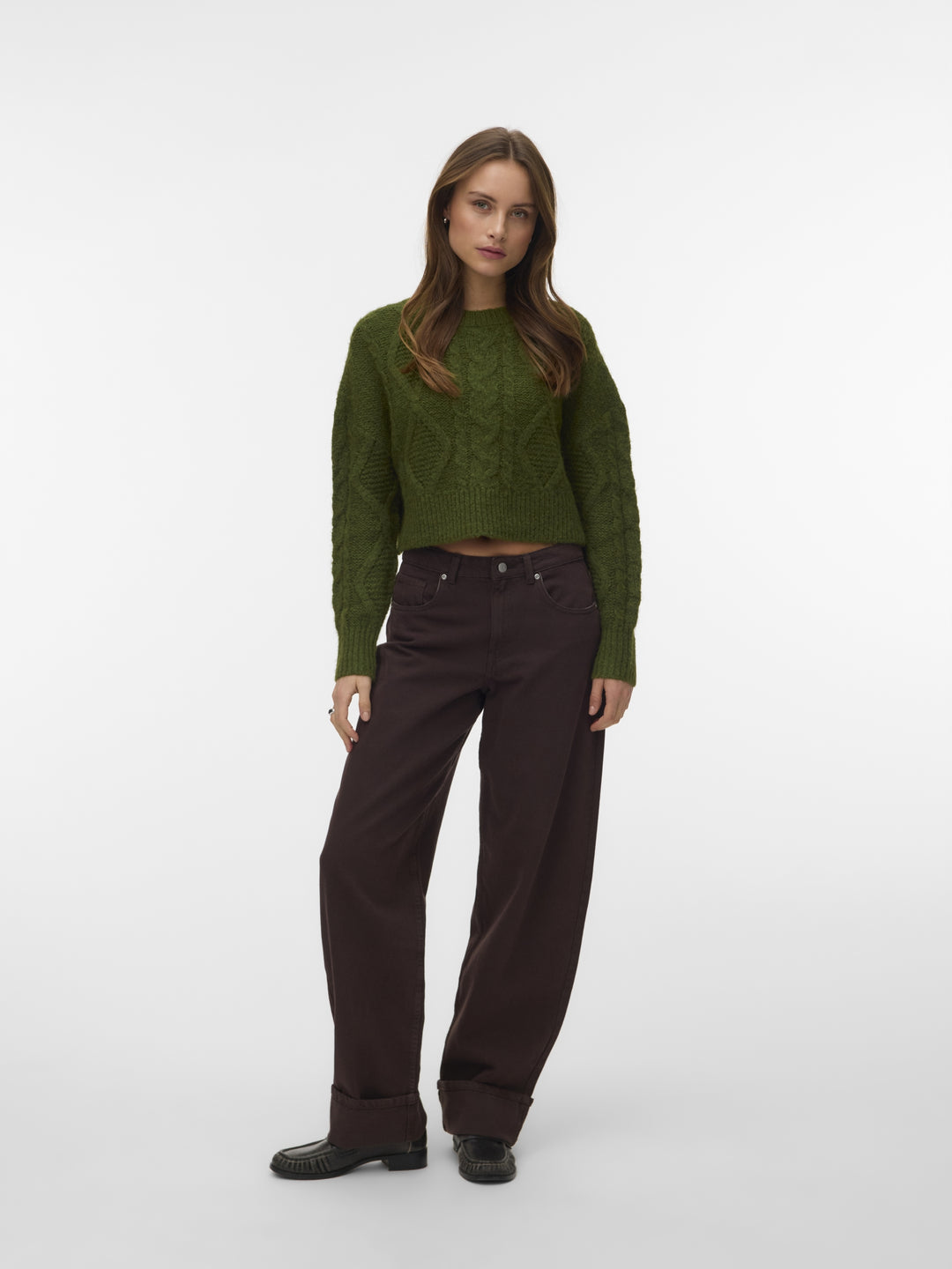 VMCHER LS O-NECK PULLOVER, Sphagnum/MELANGE 306803001 Bild 2