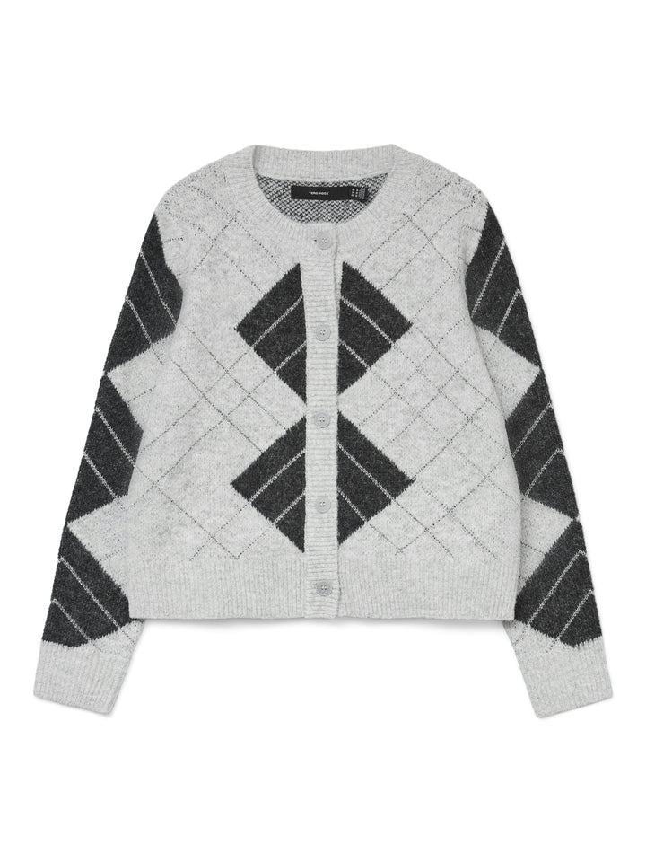 VMDAE LS O-NECK CARDIGAN, Light Grey Melange/W. DGM + SILVER 178994001 Bild 1