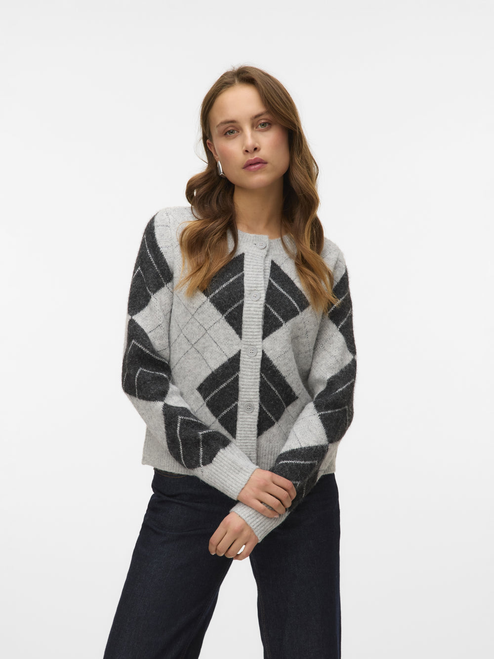 VMDAE LS O-NECK CARDIGAN, Light Grey Melange/W. DGM + SILVER 178994001 Bild 2