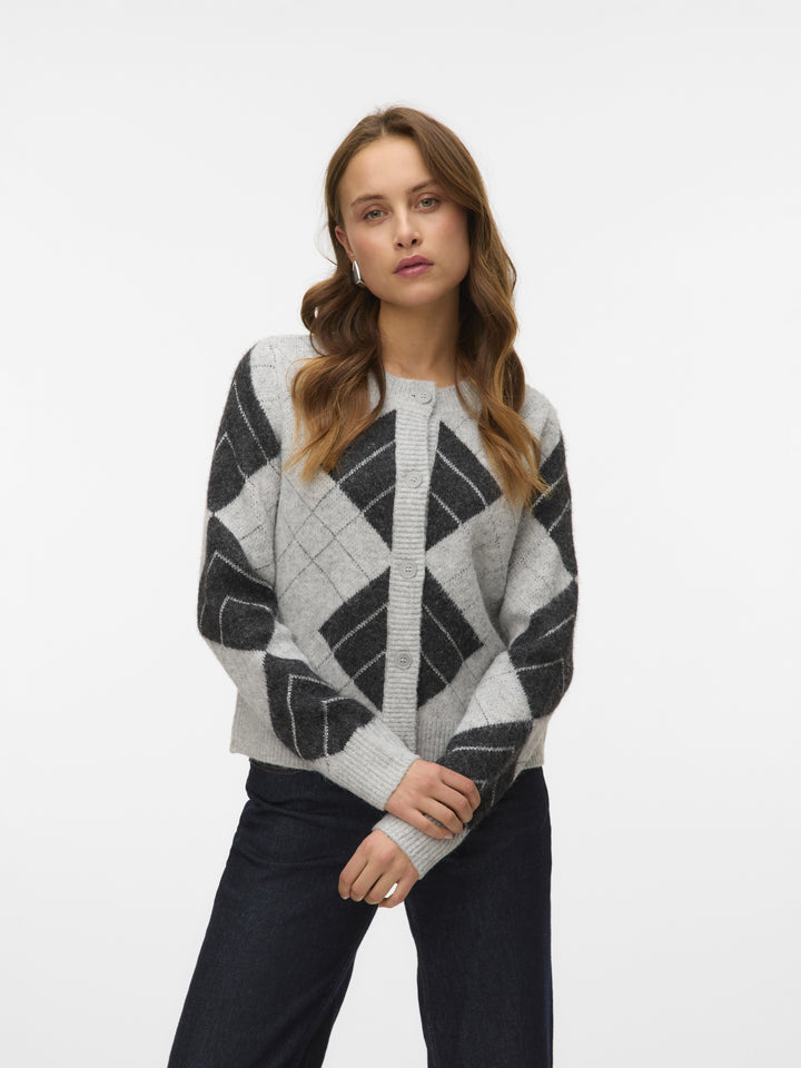 VMDAE LS O-NECK CARDIGAN, Light Grey Melange/W. DGM + SILVER 178994001 Bild 2