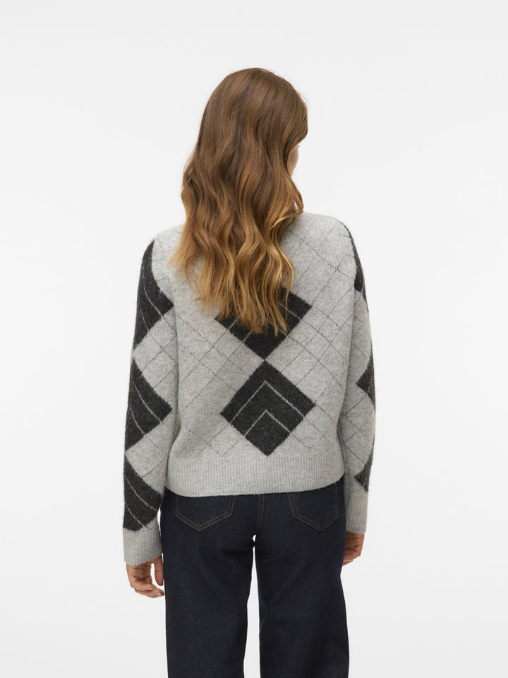 VMDAE LS O-NECK CARDIGAN, Light Grey Melange/W. DGM + SILVER 178994001 Bild 3