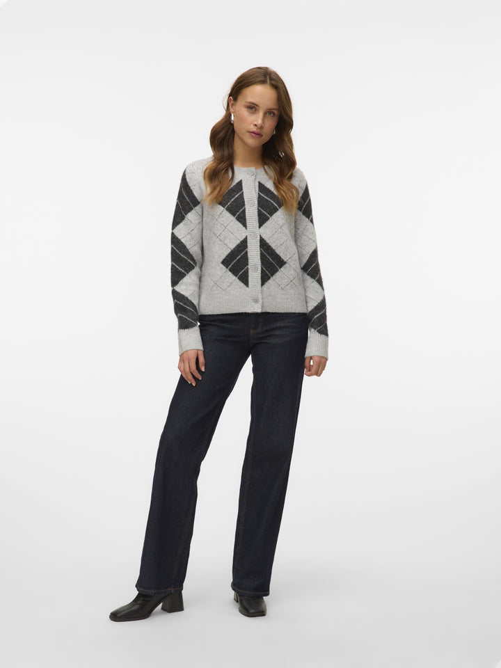 VMDAE LS O-NECK CARDIGAN, Light Grey Melange/W. DGM + SILVER 178994001 Bild 4