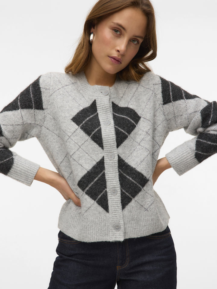 VMDAE LS O-NECK CARDIGAN, Light Grey Melange/W. DGM + SILVER 178994001 Bild 5