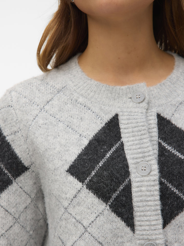 VMDAE LS O-NECK CARDIGAN, Light Grey Melange/W. DGM + SILVER 178994001 Bild 6