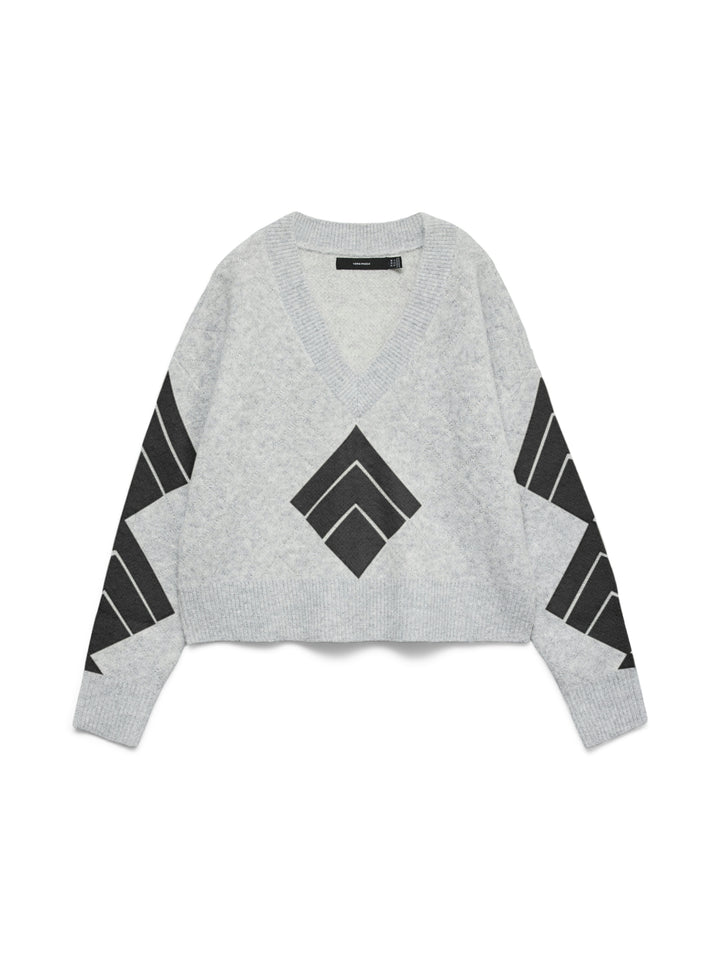 VMDAE LS V-NECK PULLOVER, Light Grey Melange/W. DGM + SILVER 178994002 Bild 1